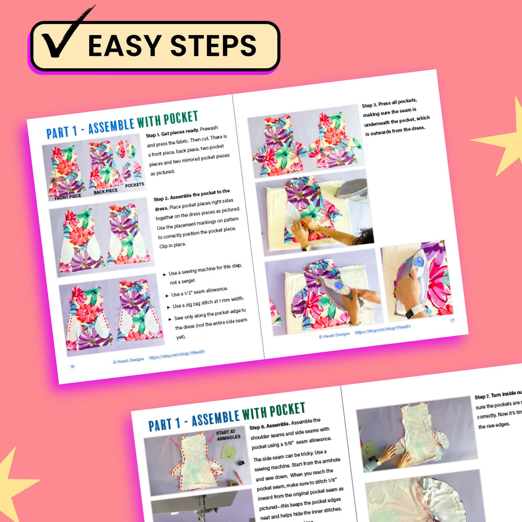 Simple Dress - Sewing Pattern in PDF, A4, A0, Projector, Vector & svg - Easy Instructions, Video Tutorial Included! - XXS-XXL
