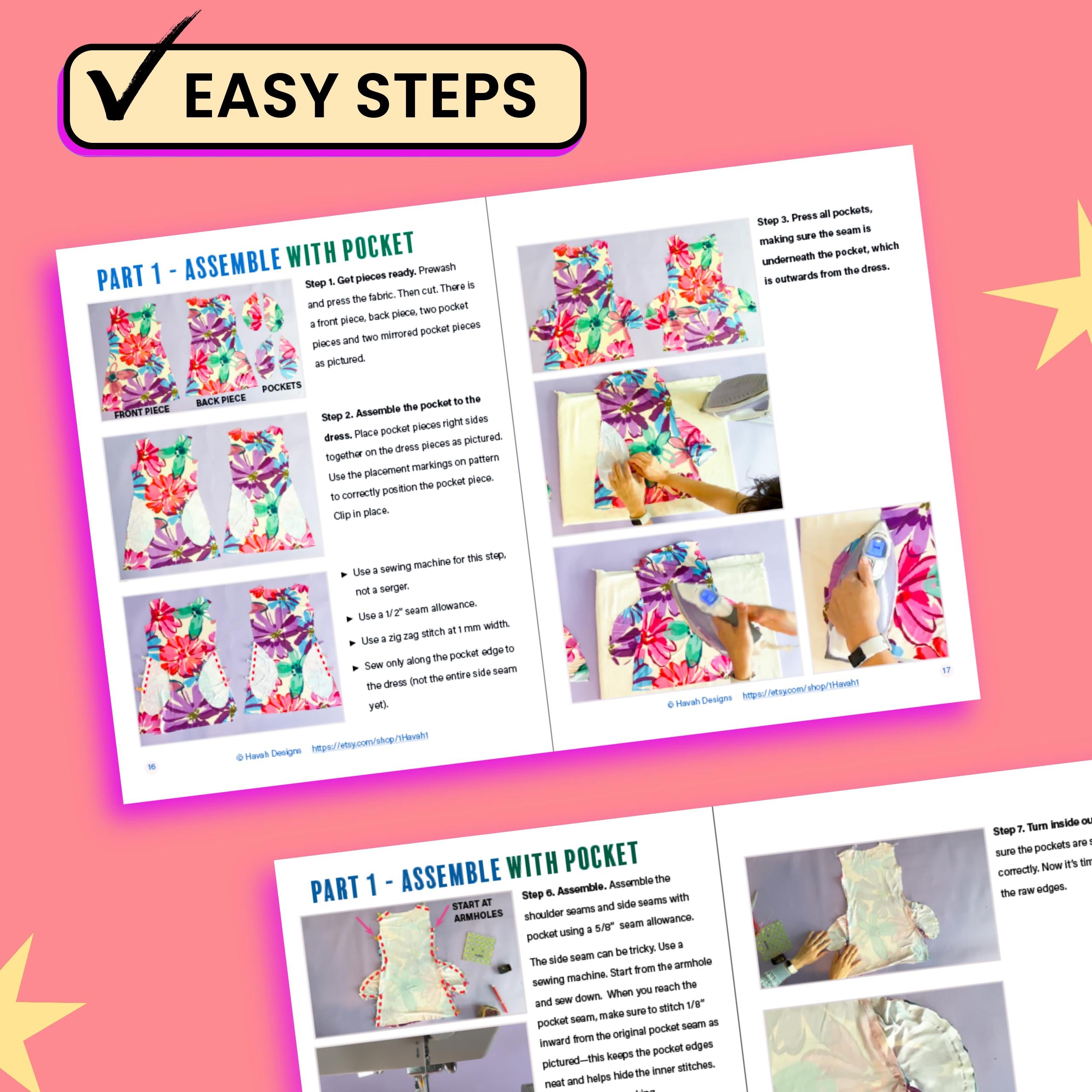 Simple Dress - Sewing Pattern in PDF, A4, A0, Projector, Vector & svg - Easy Instructions, Video Tutorial Included! - XXS-XXL