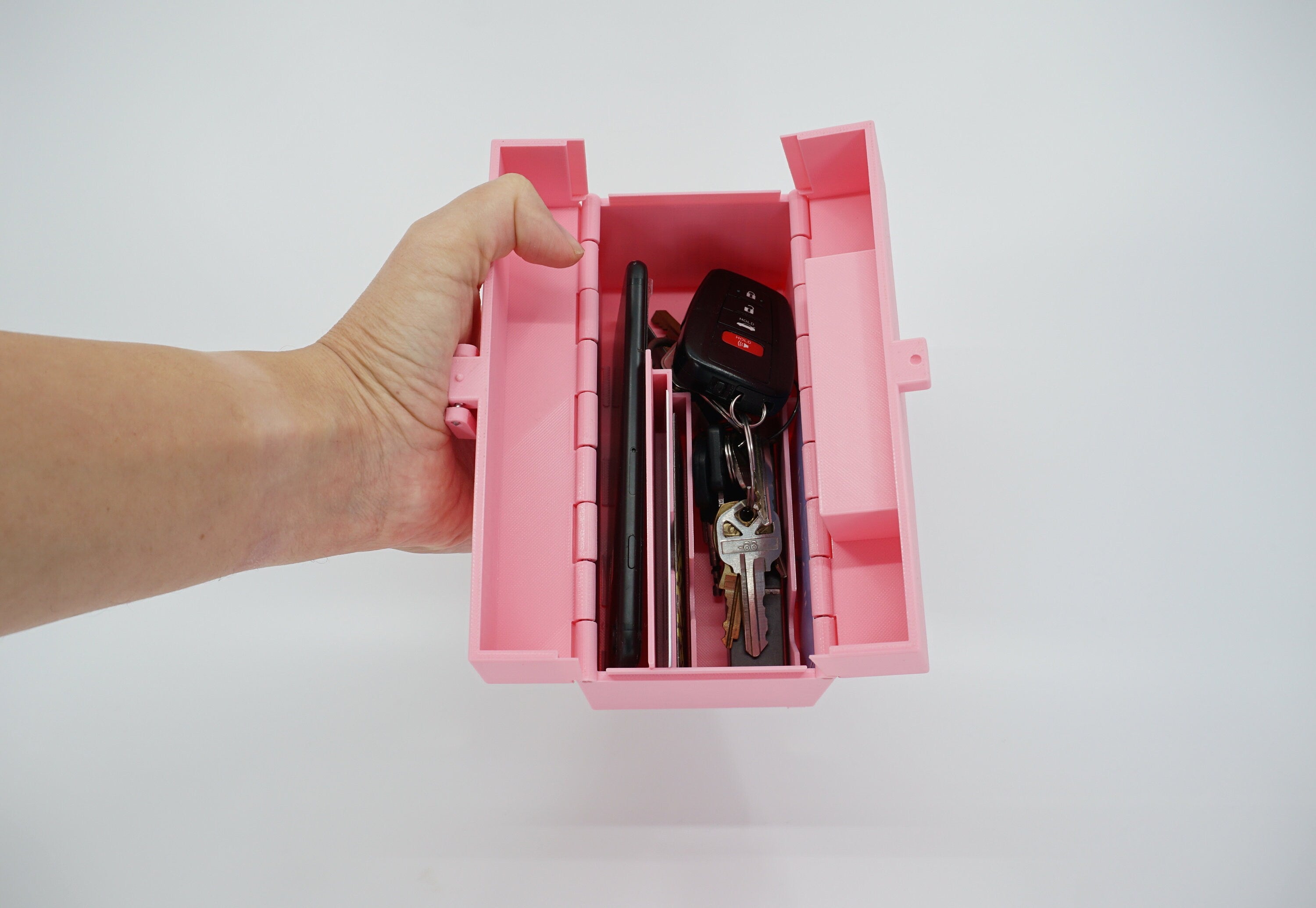 Organized Clutch Purse - Built-in Wallet, Sturdy, Dividers, Minimalist, 3D Printed - Small Handbag - Pink