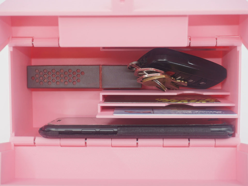 Organized Clutch Purse - Built-in Wallet, Sturdy, Dividers, Minimalist, 3D Printed - Small Handbag - Pink