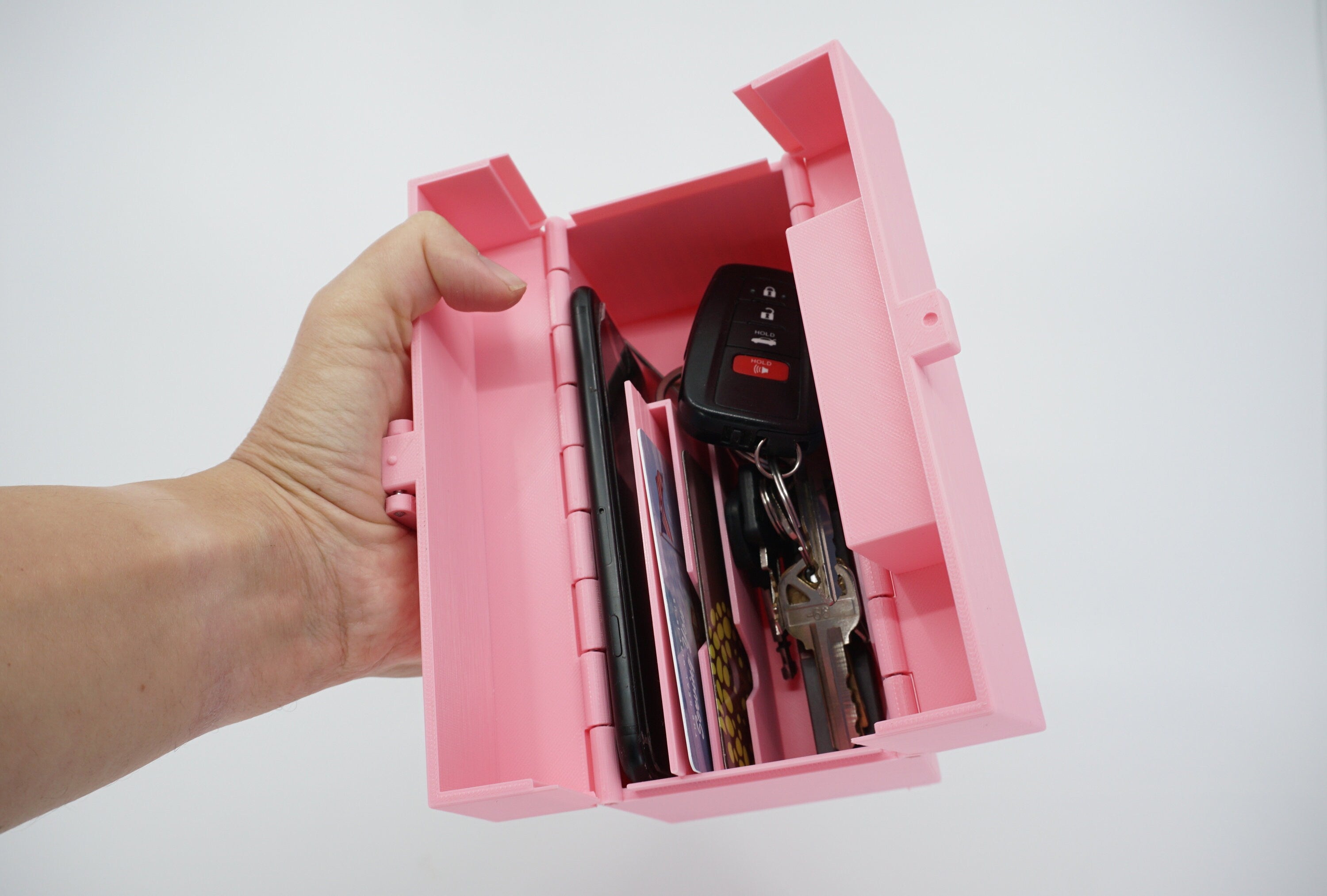 Organized Clutch Purse - Built-in Wallet, Sturdy, Dividers, Minimalist, 3D Printed - Small Handbag - Pink