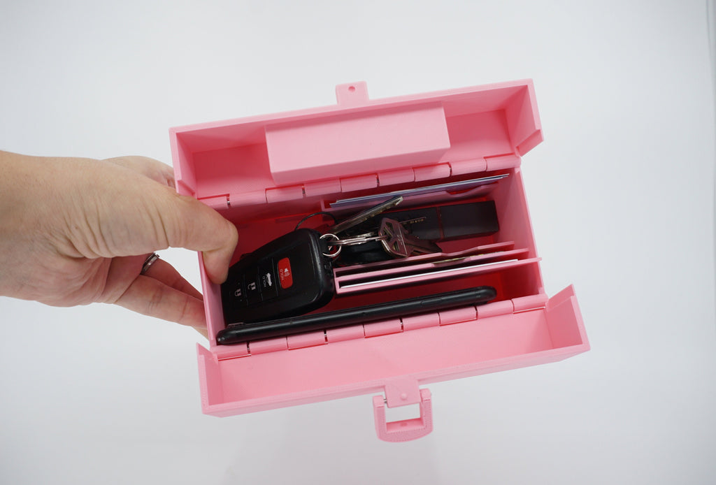 Organized Clutch Purse - Built-in Wallet, Sturdy, Dividers, Minimalist, 3D Printed - Small Handbag - Pink