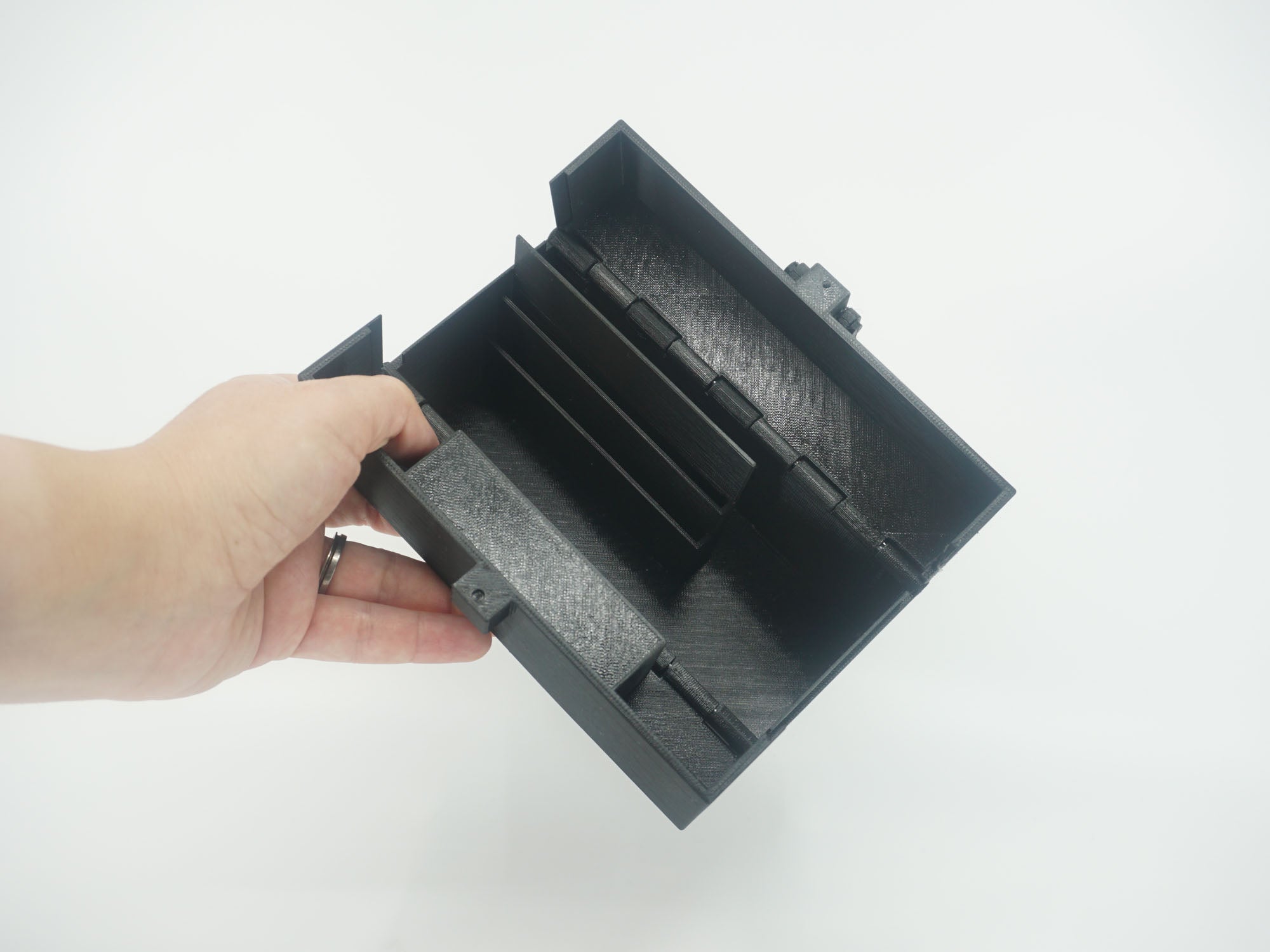 Organized Clutch Purse - Built-in Wallet, Sturdy, Dividers, Minimalist, 3D Printed - Small Handbag - Black