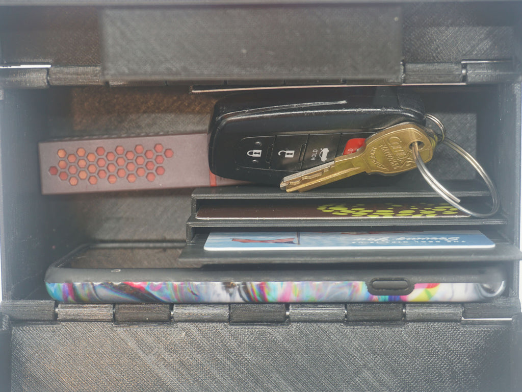 Organized Clutch Purse - Built-in Wallet, Sturdy, Dividers, Minimalist, 3D Printed - Small Handbag - Black
