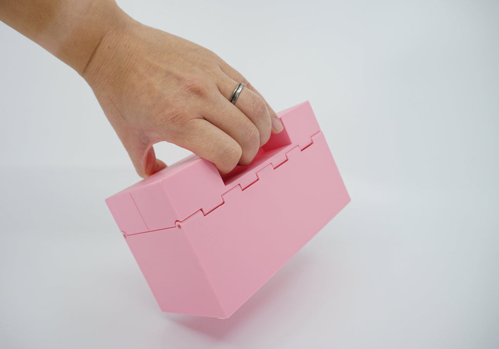Organized Clutch Purse - Built-in Wallet, Sturdy, Dividers, Minimalist, 3D Printed - Small Handbag - Pink