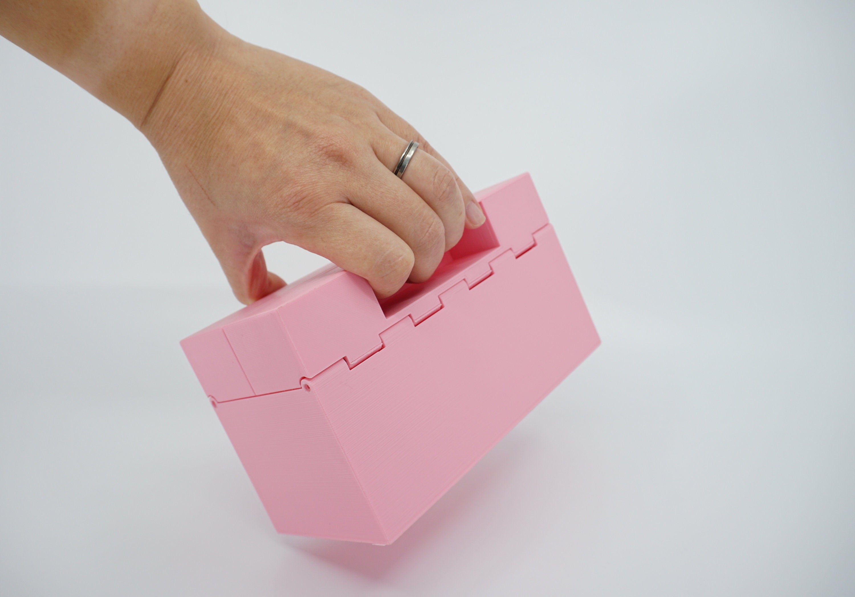 Organized Clutch Purse - Built-in Wallet, Sturdy, Dividers, Minimalist, 3D Printed - Small Handbag - Pink