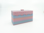 Organized Clutch Purse - Built-in Wallet, Sturdy, Dividers, Minimalist, 3D Printed - Small Handbag - Candy Gradient, Pink & Blue