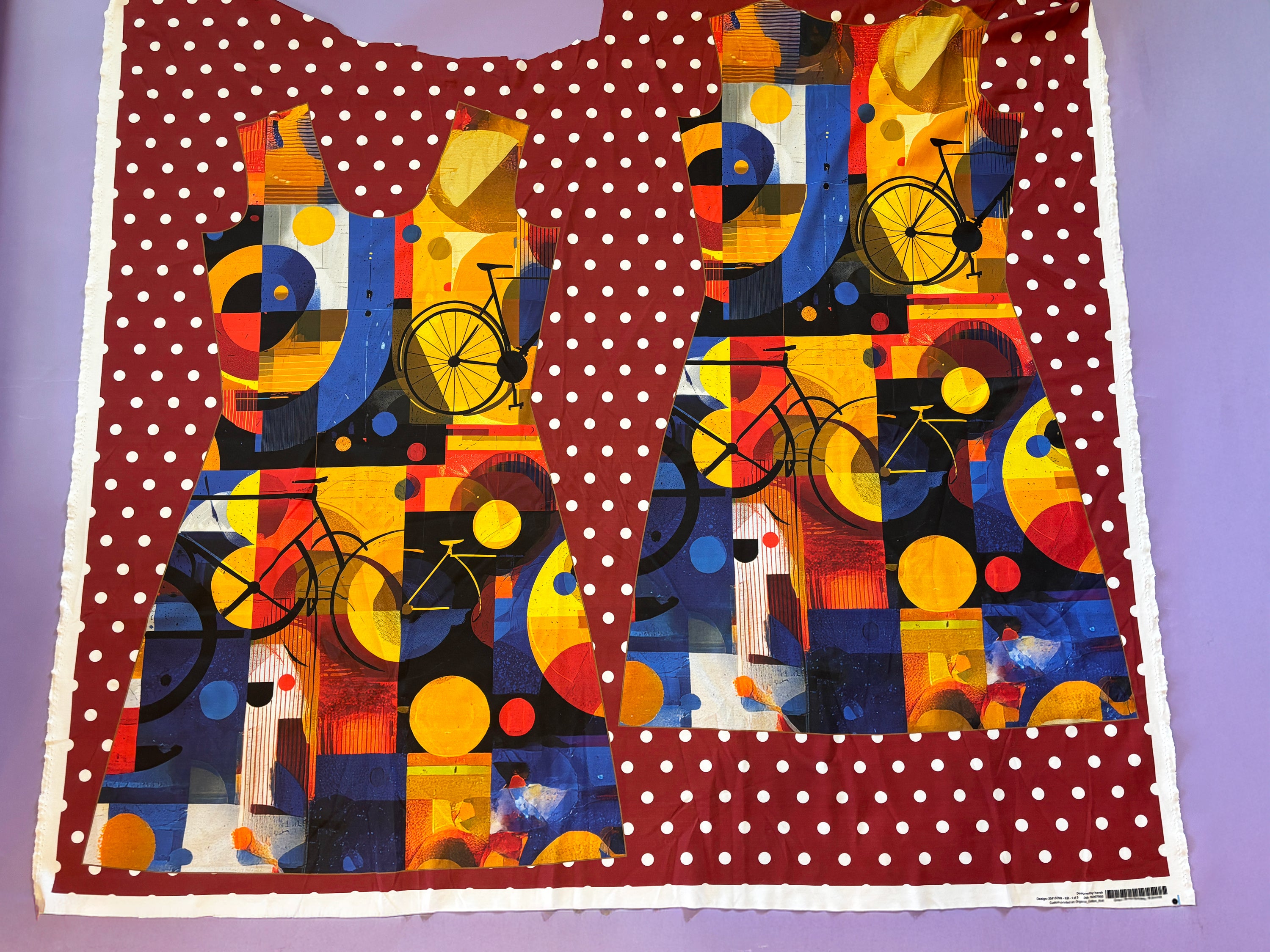 Women's Dress Sewing Kit – Pattern Printed on Fabric - Bauhaus Bike Style