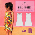 Girl's Dress Sewing Pattern: Video Tutorial, Sizes 2T-9 (PDF, SVG, A0, Projector Files)