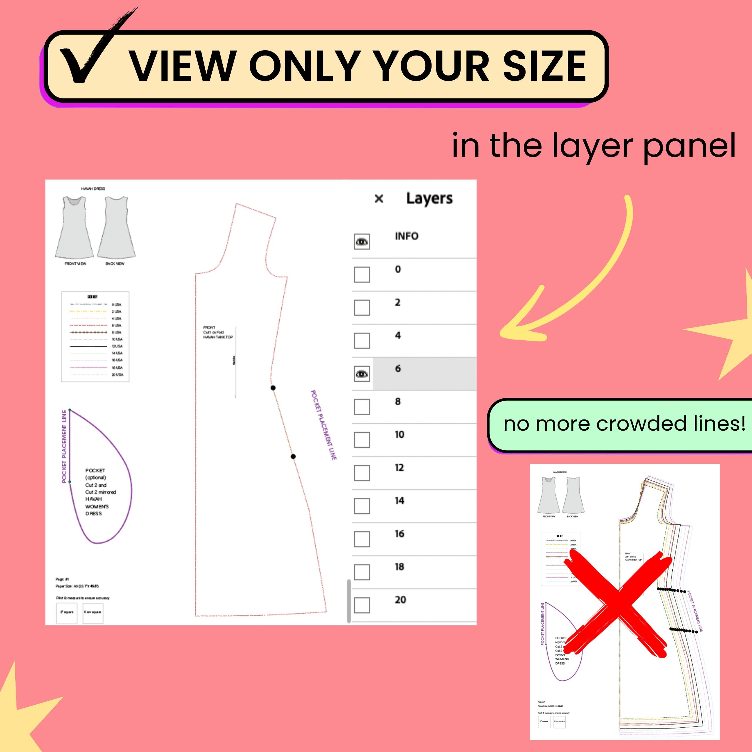 Simple Dress - Sewing Pattern in PDF, A4, A0, Projector, Vector & svg - Easy Instructions, Video Tutorial Included! - XXS-XXL