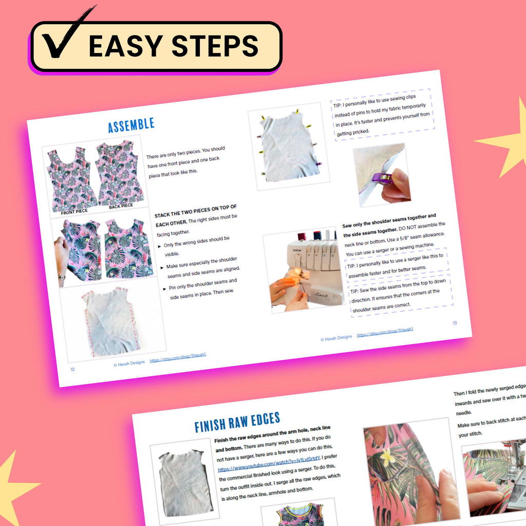 Kid's Tank Top - Sewing Pattern With Video Tutorial -  PDF, A4, A0, Projector, Vector & SVG - Easy Instructions, Sizes 2T-9