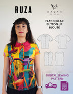 Flat Collar Blouse - Sewing Pattern in PDF, A4, A0 & Projector - Easy Instructions, Video Tutorial Included! - XXS-XXL