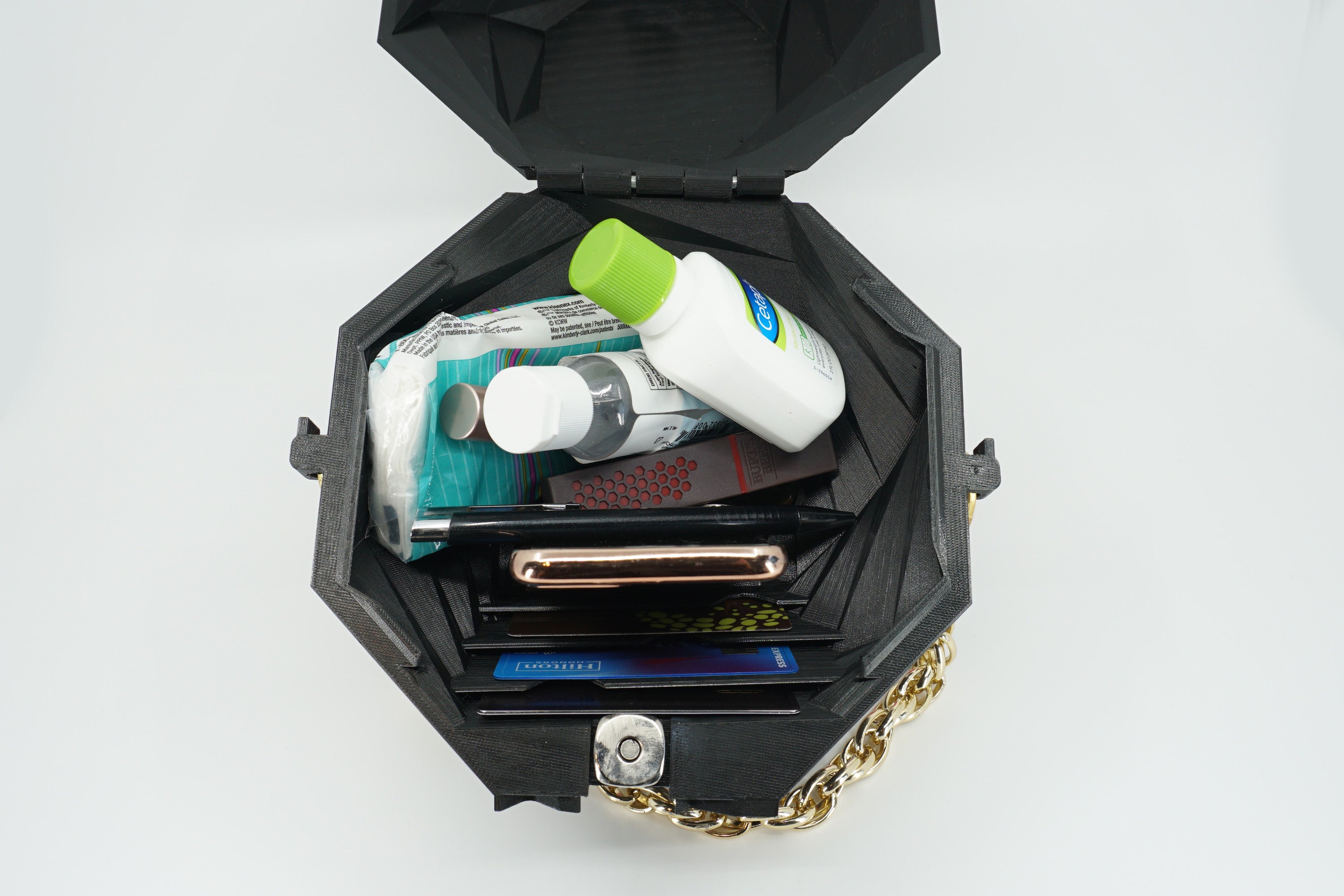 Geometric Purse - Black, Built in Wallet - 3D Printed