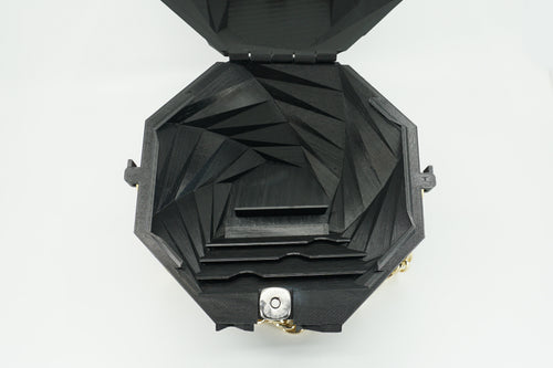 Geometric Purse - Black, Built in Wallet - 3D Printed