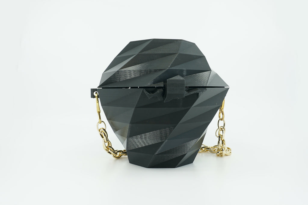 Geometric Purse - Black, Built in Wallet - 3D Printed
