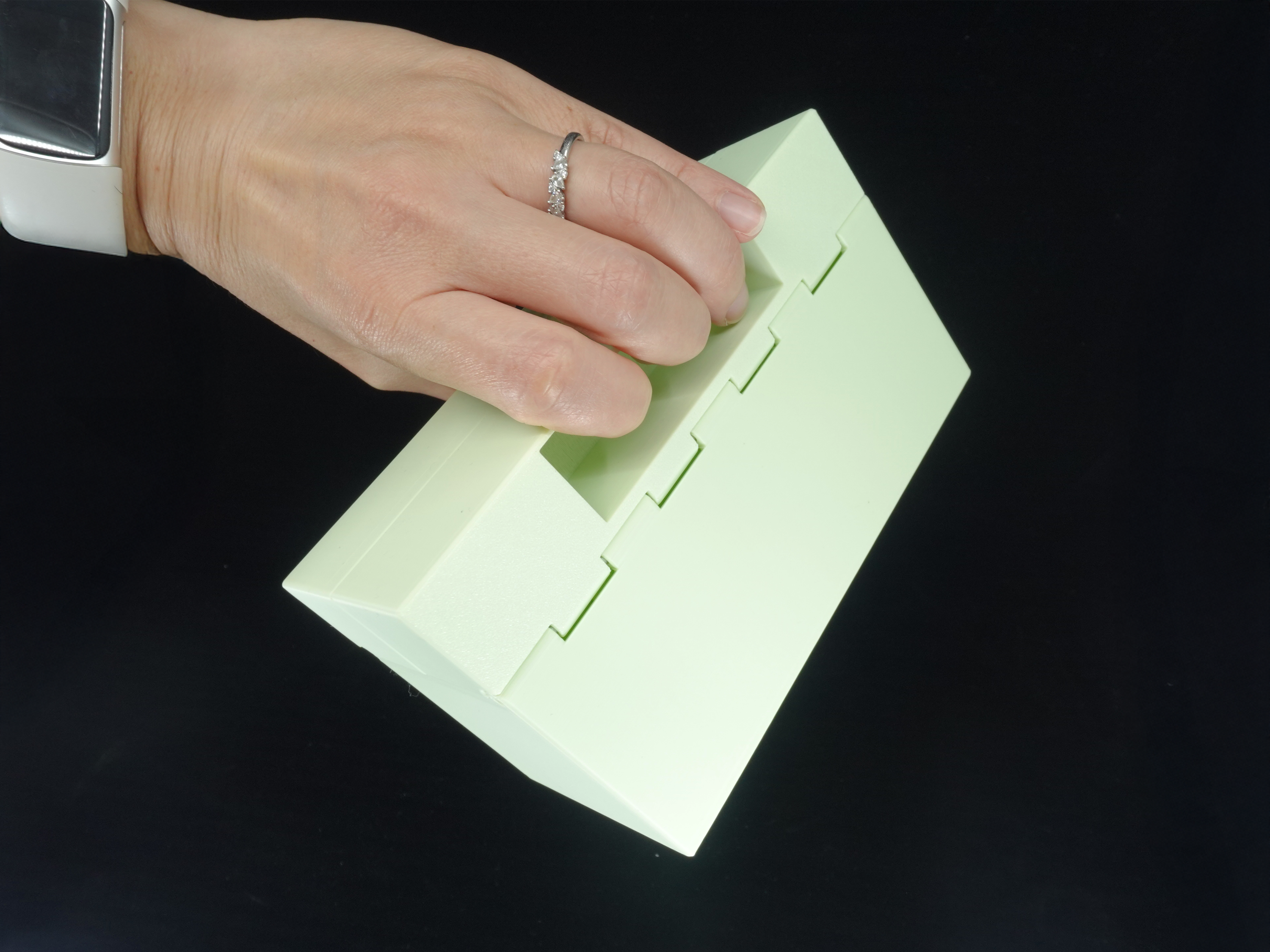 Organized Clutch Purse - Built-in Wallet, Sturdy, Dividers, Minimalist, 3D Printed - Small Handbag - Light Lime, Glow-In-The-Dark