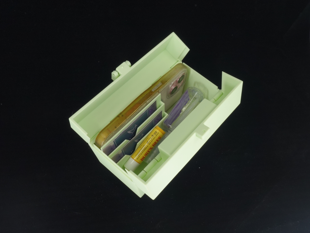 Organized Clutch Purse - Built-in Wallet, Sturdy, Dividers, Minimalist, 3D Printed - Small Handbag - Light Lime, Glow-In-The-Dark