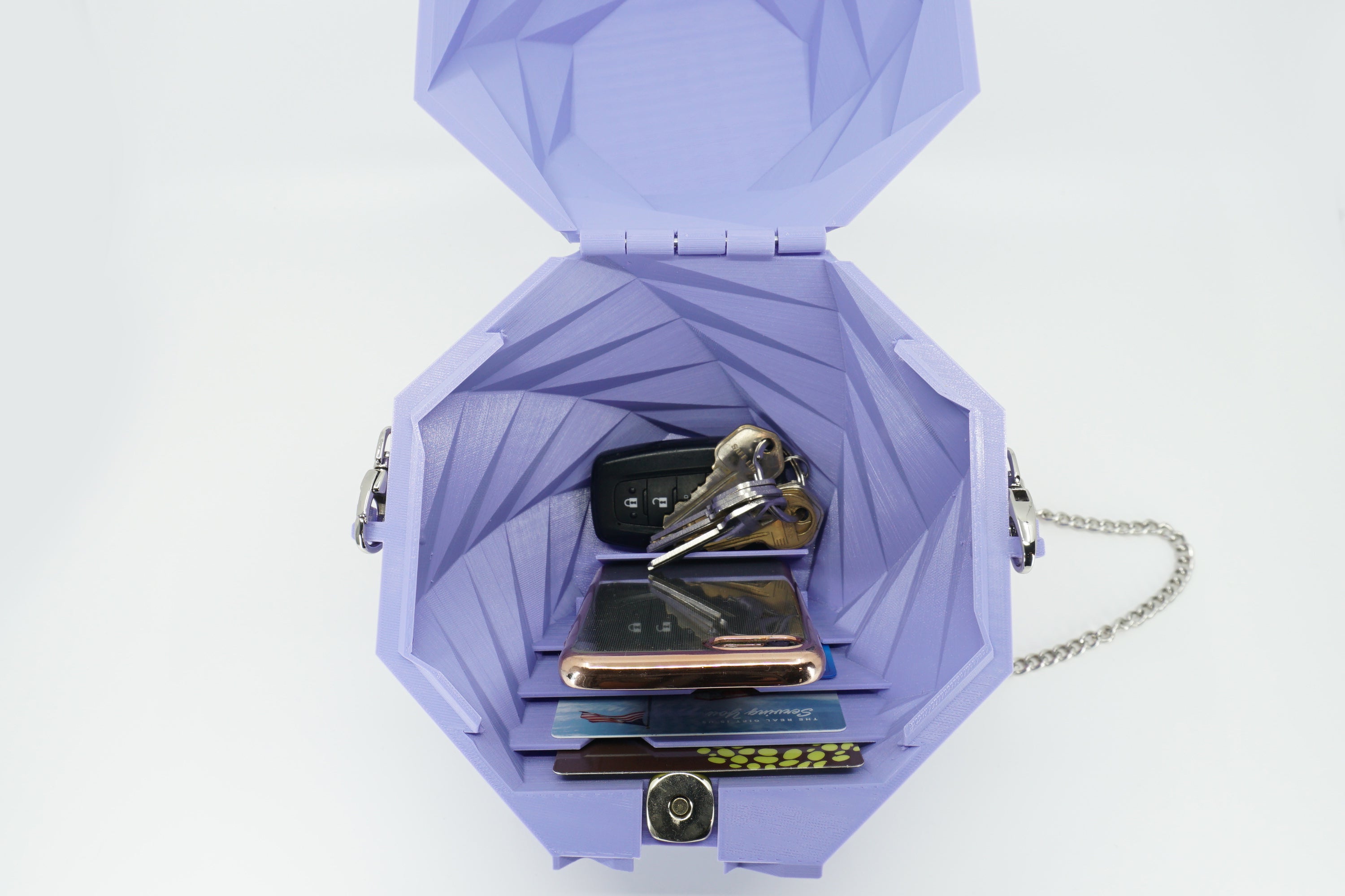 Geometric Purse - Purple, Built in Wallet - 3D Printed