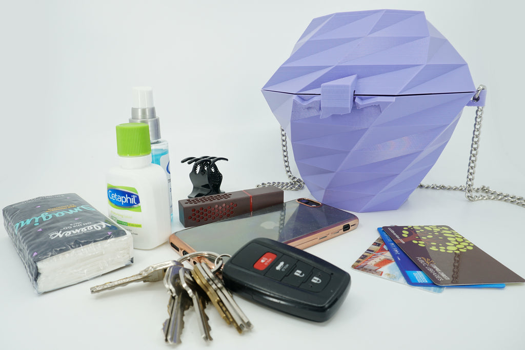Geometric Purse - Purple, Built in Wallet - 3D Printed