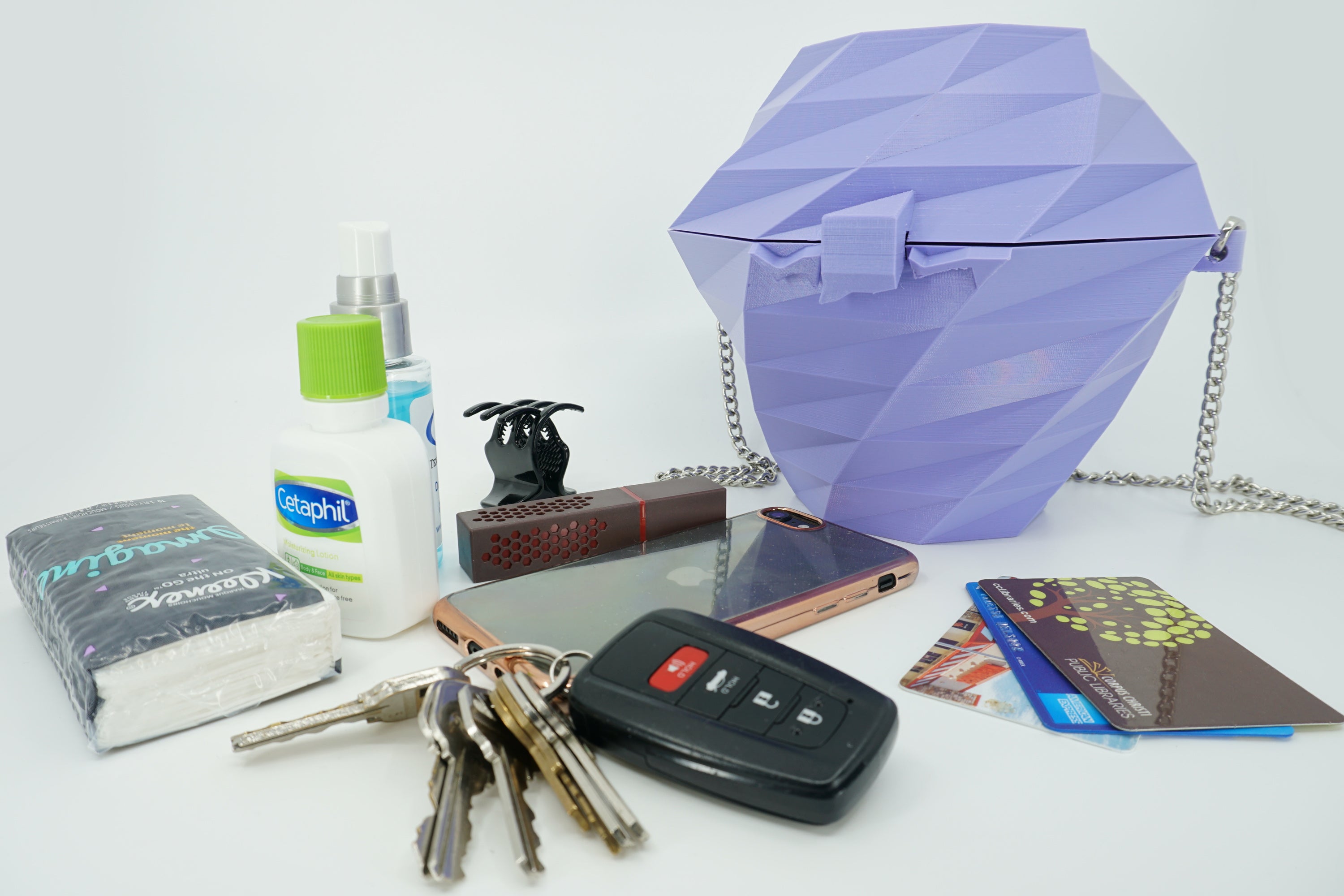 Geometric Purse - Purple, Built in Wallet - 3D Printed