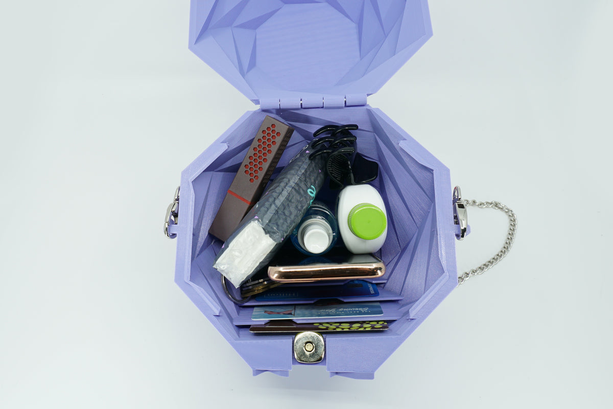 Geometric Purse - Purple, Built in Wallet - 3D Printed