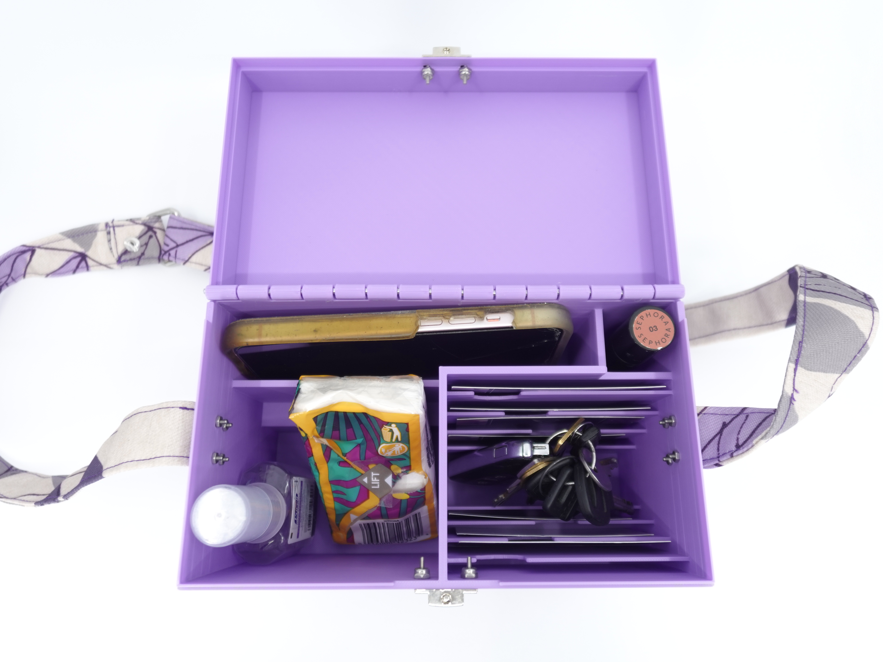 Miss Utility - Lilac Purse With Sturdy Compartments, Built-In Wallet & Organizer